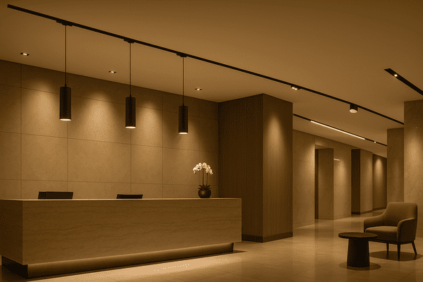 Hotel lobby magnetic lighting