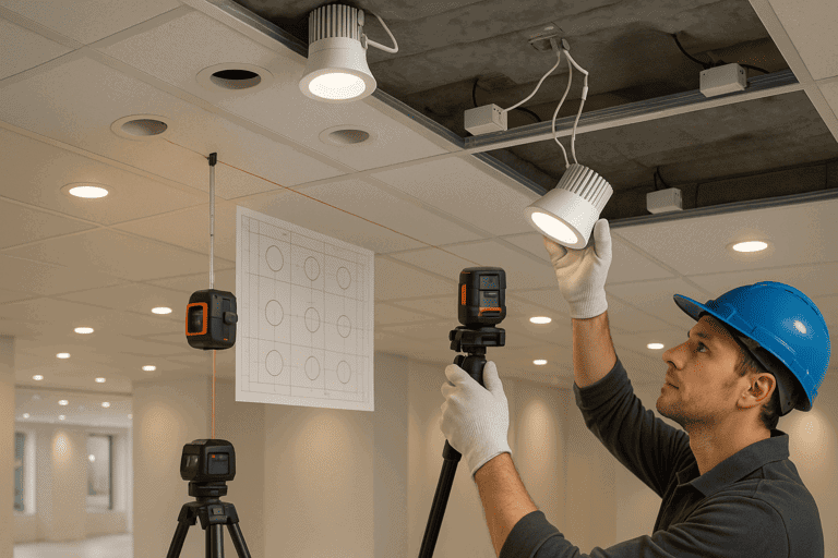 commercial LED downlight installation