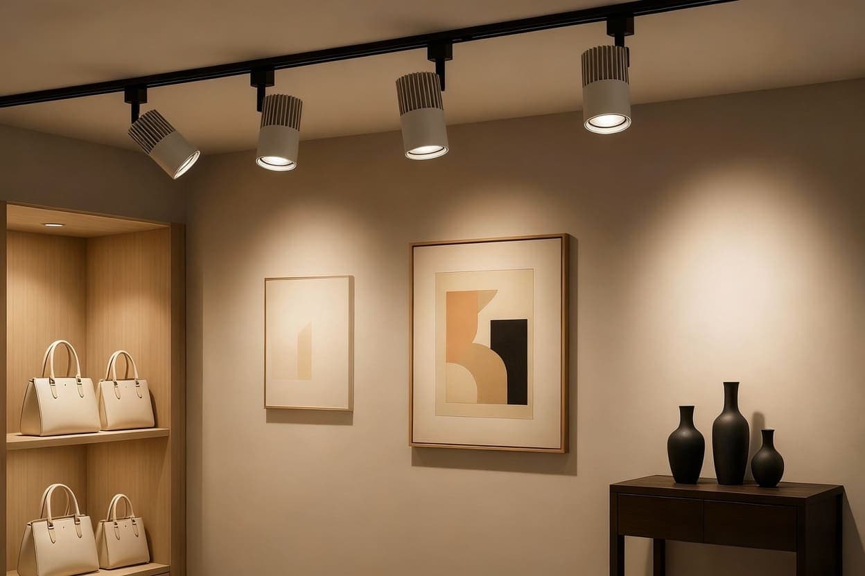 COB spotlight in commercial showroom