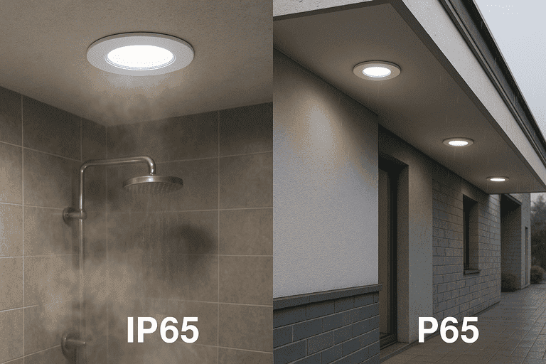 bathroom and outdoor LED downlight installation