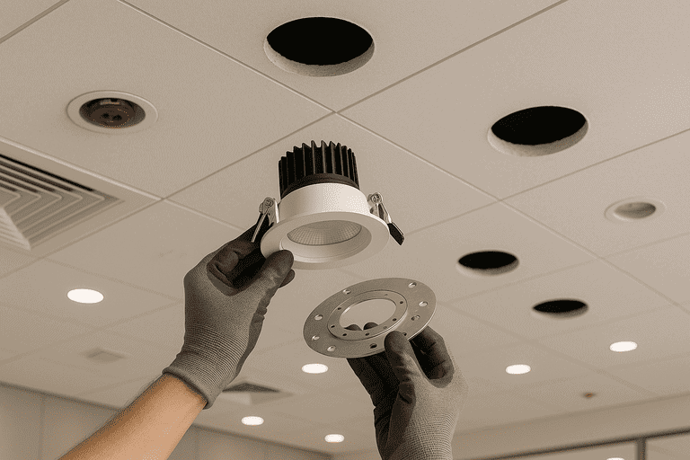 LED downlight in false ceiling