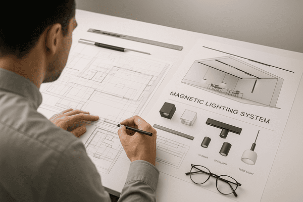 architect planning magnetic lighting system