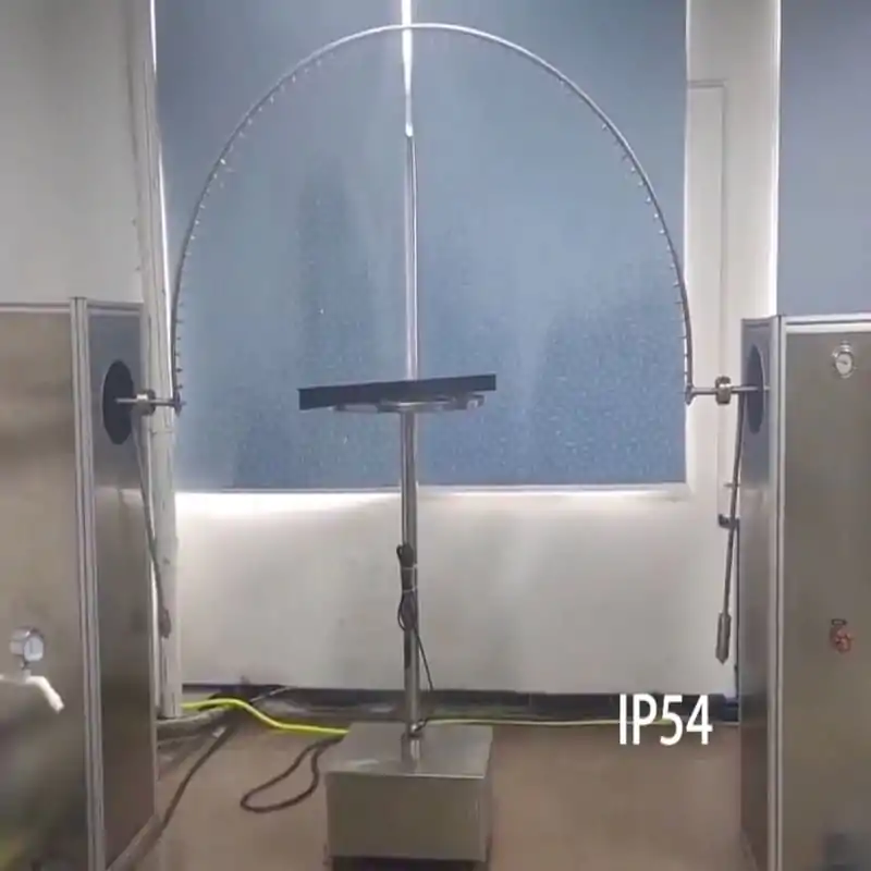 Shock test equipment for industrial lighting certification testing.