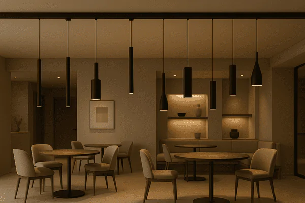 Magnetic pendant light on track