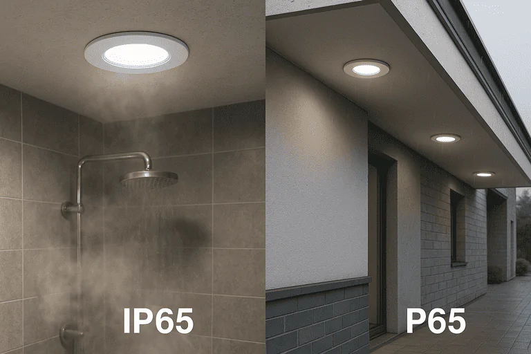 bathroom and outdoor LED downlight installation