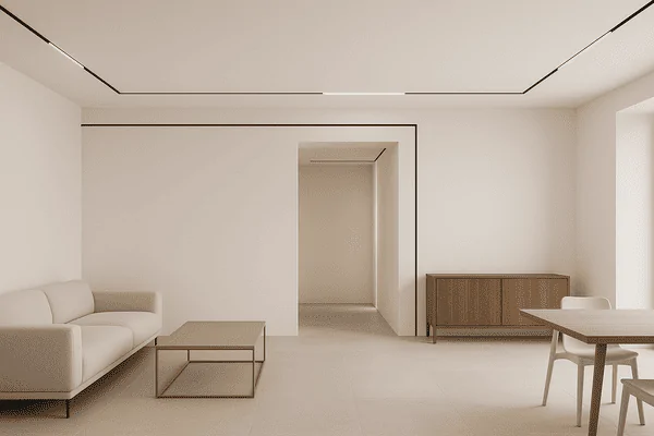 minimal interior with magnetic lighting